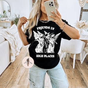 Edgy Angel shirt, Friends in high places tee, Divine Intervention tee, Angel wings manifestation shirt, gothic angel shirt, Spiritual tee afbeelding 1