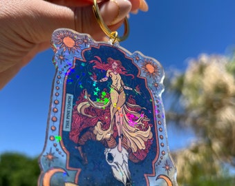 Aries Zodiac Holographic Keychain, Witchy zodiac gift, aries keychain, Zodiac all signs Gift, Acrylic zodiac Keychain, zodiac Keychain
