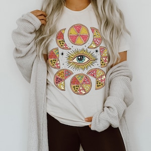 Moon Phase Pizza shirt, Mystical moon pizza Shirt, Moon phases with pizza shirt, mystical pizza shirt, moon phases pizza, evil eye pizza tee