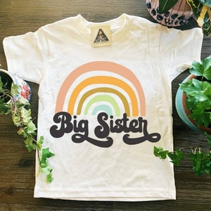 Big Sister Shirt, Retro Big Sister Shirt, Rainbow Sister Shirt, Big Sister Announcement, pregnancy announcement, matching sister shirts