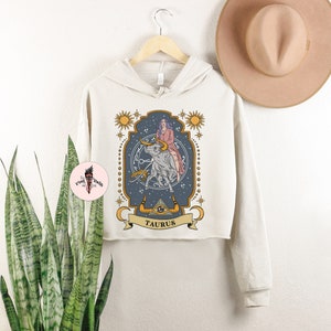 Taurus zodiac Crop Hoodie, Taurus zodiac crop hoodie, Taurus sweatshirt, witchy Taurus crop sweatshirt, crop hoodie