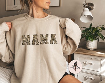 Mama Leopard Pullover, Leopard print pullover, leopard mama print pullover, mama in leopard pullover, animal print pullover, plus size