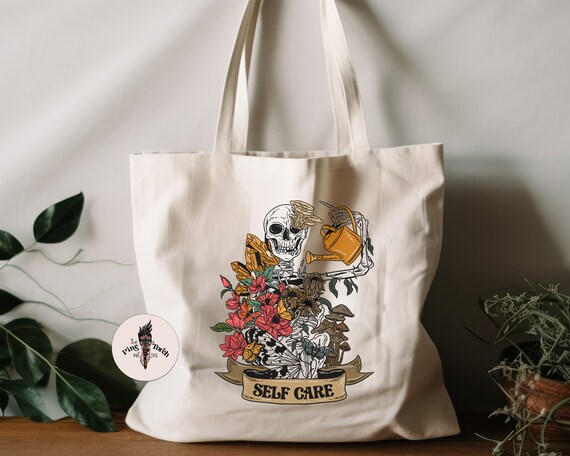 Self Care Skeleton Jumbo Tote Extra Large Skeleton Grocery Tote Floral Skeleton Tote Jumbo Large Reusable Tote Grocery Bag Etsy