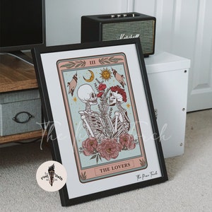 The Lovers Tarot framed print, The Lovers Tarot Card poster, Skeleton Lovers Tarot print, Lovers tarot print, Lovers tarot framed poster