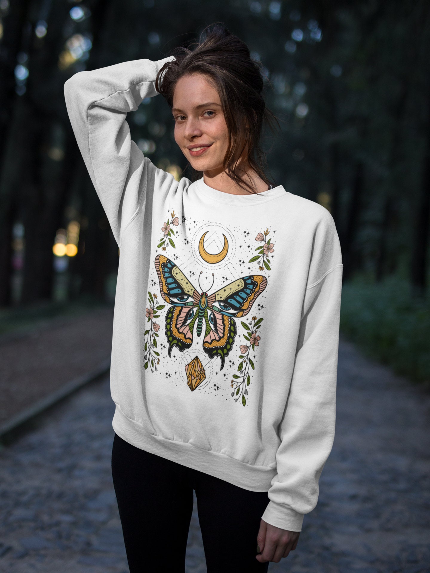 ThePineTorch Mystical Butterfly Pullover, Butterfly Sweatshirt, Witchy Mystical Butterfly Pullover, Witchy Boho Butterfly Pullover