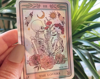 Lovers Tarot Card Holographic Sticker, Waterproof Tarot Card Sticker, Water bottle, laptop, phone stickers