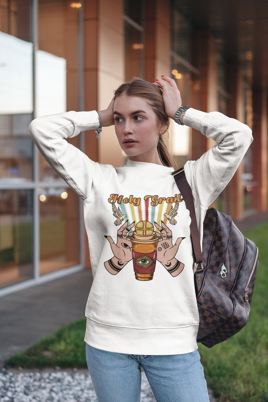 Holy Grail Coffee Pullover Funny Retro Coffee Pullover Funny Etsy