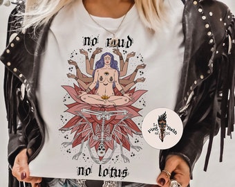 No Mud No Lotus tee, skeleton yoga lotus shirt, lotus yoga womens shirt, meditating skeleton yoga shirt, boho lotus shirt, lotus mystical