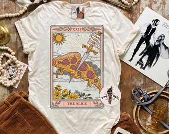 The slice pizza Tarot Card Shirt, occult mystical pizza Tarot Card Tee, the slice of pizza tarot card shirt, occult pizza tarot shirt