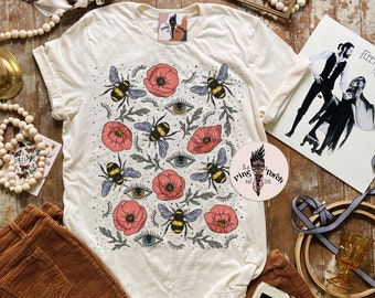 Bee's Knees Shirt, Bee floral eye pattern shirt, evil eye shirt, bee womens shirt, Queen boho shirt, Bee womens shirt, boho bee shirt