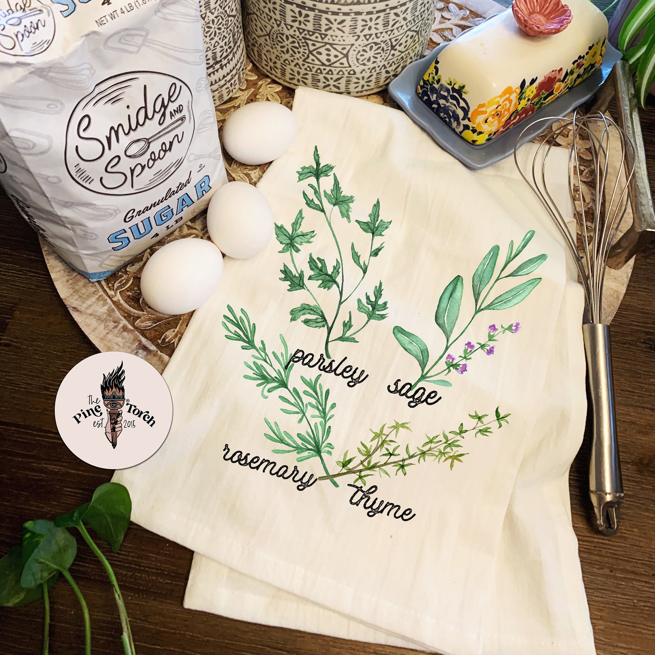 Thyme and Sage Cotton Kitchen Towels