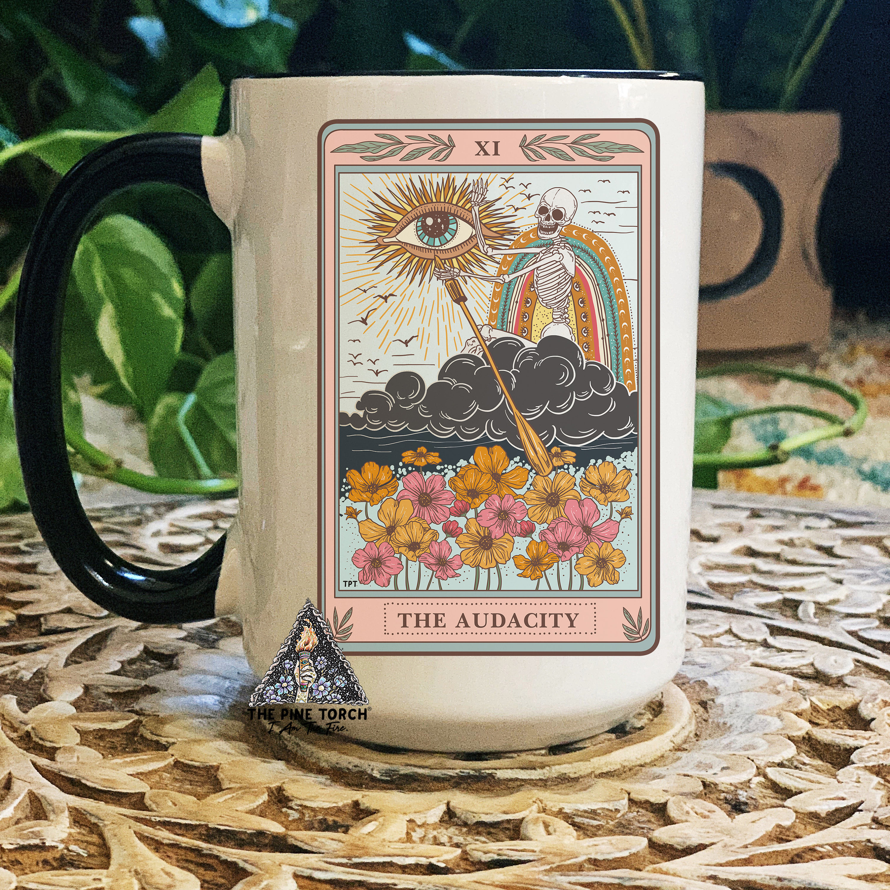 Audacity Tarot Card Mug, Occult skeleton tarot card Coffee mug, The audacity Tarot mug, witchy mug, witchy tarot card mug, the audacity mug
