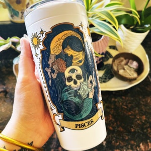 Pisces Zodiac Tumbler, Pisces tumbler cup, Pisces zodiac cup, Pisces zodiac tumbler, Pisces zodiac gift, Pisces travel cup, Pisces art gift