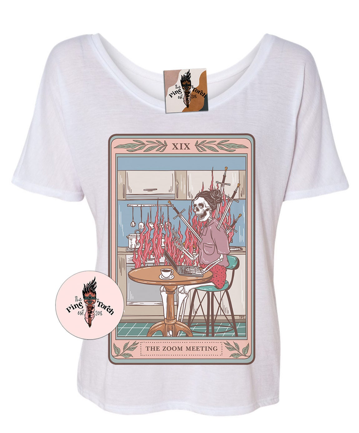 Camiseta holgada con esqueleto de tarot para reuniones de video