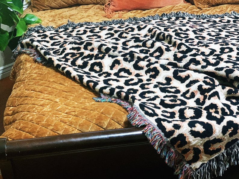 Leopard Print Oversized Throw Blanket Leopard Pattern Woven Etsy