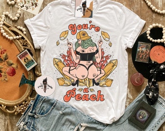 You're a peach tee, peachy swear finger tee, peaches tattoo woman tee, middle finger tee, f yourself tee, f you tee