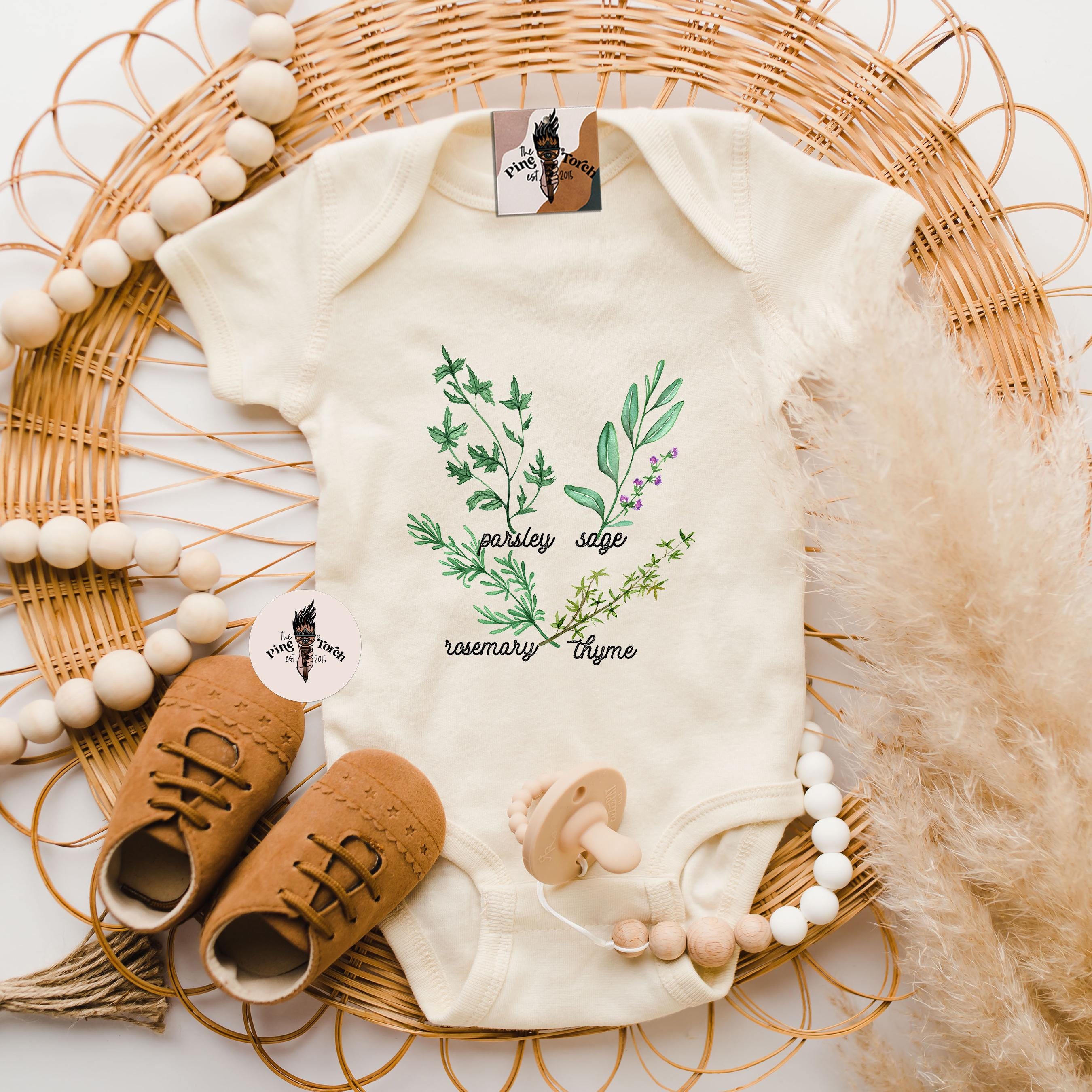 Parsley, Sage, Rosemary Thyme Bodysuit, Herb Baby Shirt, Organic