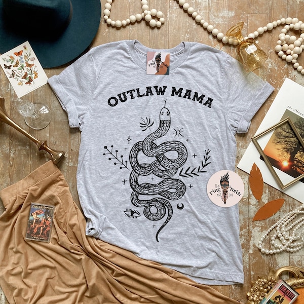 Outlaw Mama, Outlaw mother, snake womens tee, outlaw with snake shirt, outlaw mom shirt, edgy west theme shirt