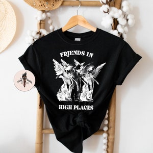 Edgy Angel shirt, Friends in high places tee, Divine Intervention tee, Angel wings manifestation shirt, gothic angel shirt, Spiritual tee afbeelding 4