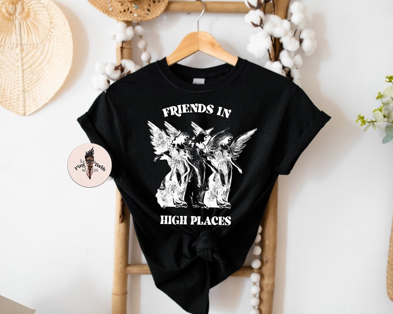 Edgy Angel shirt, Friends in high places tee, Divine Intervention tee, Angel wings manifestation shirt, gothic angel shirt, Spiritual tee afbeelding 4