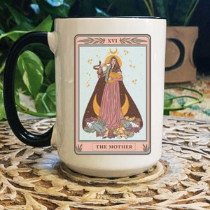 Tarot Card Mug, Occult tarot card mug, The Mother Tarot mug, witchy mug, witchy tarot card mug, moon mug, mama mug