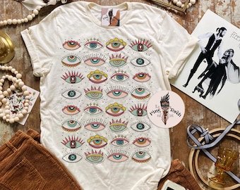 Evil Eye pattern Shirt, Evil Eye retro Shirt, third eye pattern Shirt, Mystical Witchy eye shirt, evil eyes shirt, Mystical magical shirt