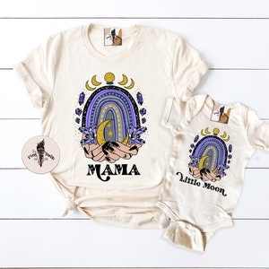 50% OFF DEAL of the DAY: Witchy Mama Child Mommy and Me Set, Gothic Mystical Witchy Rainbow Moon Women's Shirt, Mystical Moon Child