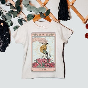 The tea tarot card kids tee, spill the tea kids tee, funny spill tea kids shirt, the tea kids gift, tea tarot card, spill the tea kids shirt