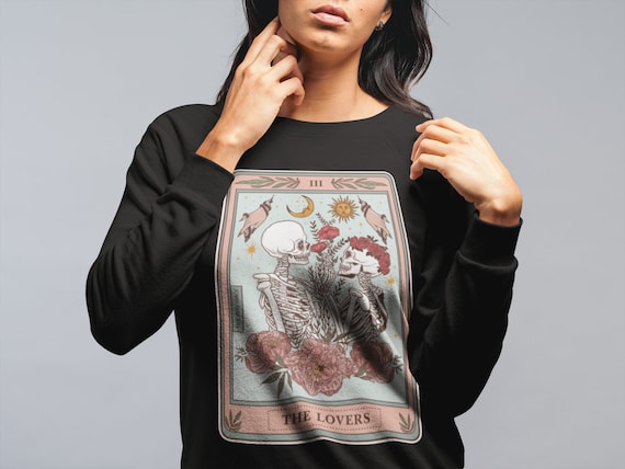 The Lovers Tarot Pullover, The lovers tarot card pullover, witchy tarot pullover, tarot card sweatshirt, the lovers tarot card sweatshirt