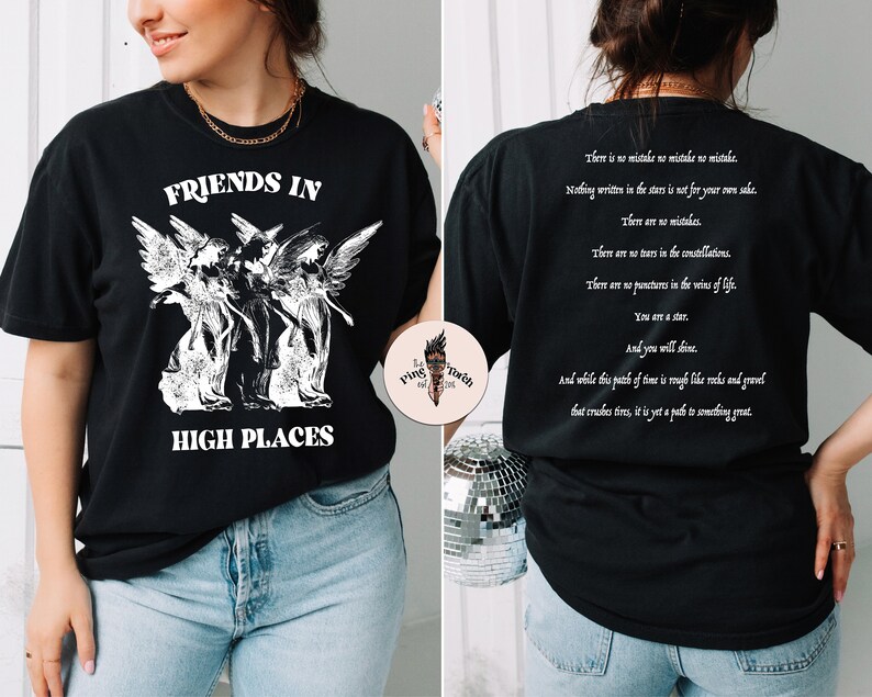 Edgy Angel shirt, Friends in high places tee, Divine Intervention tee, Angel wings manifestation shirt, gothic angel shirt, Spiritual tee afbeelding 2