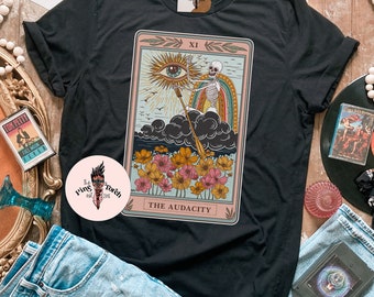 La chemise de carte de tarot de l'audace, t-shirt de carte de tarot squelette, chemise de carte de tarot de l'audace squelette, chemise de carte de tarot, carte de tarot tarot mystique