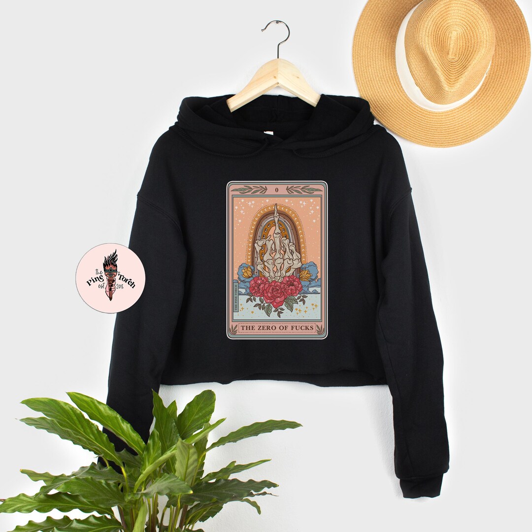 The Zero of Fs Tarot Card Skeleton Crop Hoodie, the Zero of Fcks Tarot ...