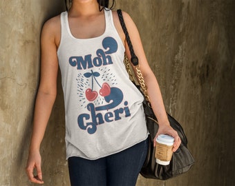 Mon Cheri Tank, Retro French Tank Top, French Saying Tank