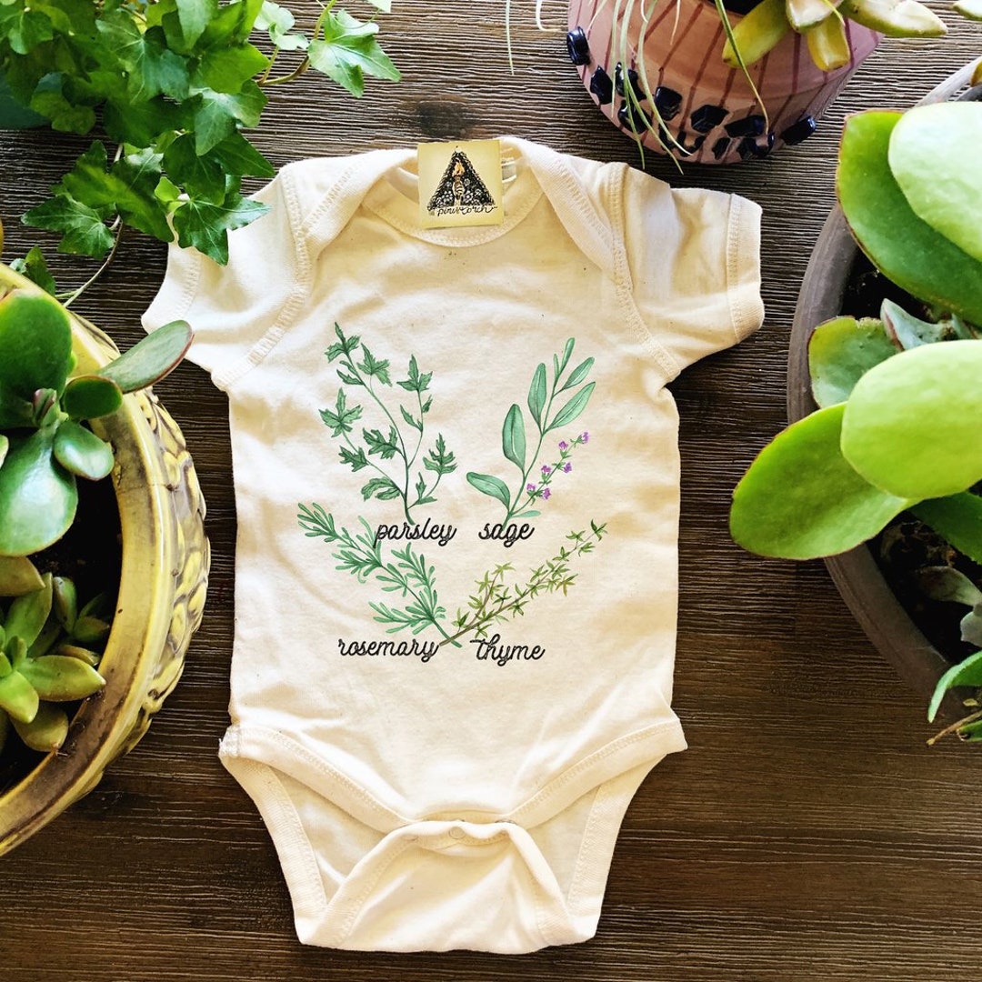 Parsley, Sage, Rosemary Thyme Bodysuit, Herb Baby Shirt, Organic Herb
