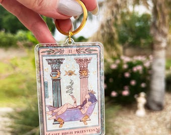 The High Priestess Tarot Card Holographic Keychain, High Priestess Tarot Card keychain, Tarot Card Gift, Acrylic Tarot Keychain, Keychain