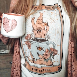 The Coffee (full color) Tarot Card Shirt, Coffee Cup witchy Tarot Card Tee, witchy coffee tee, Tarot Coffee, tarot card Mystical Tarot