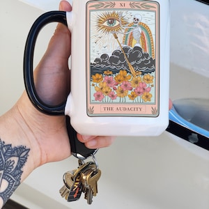 Audacity Tarot Card Mug, Occult skeleton tarot card Coffee mug, The audacity Tarot mug, witchy mug, witchy tarot card mug, the audacity mug image 4