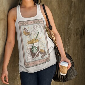 The Last Straw Coffee Tarot Card Tank, Skeleton Coffee Tarot Card Tank, Skeleton funny coffee tarot card tank,  skeleton tarot tank