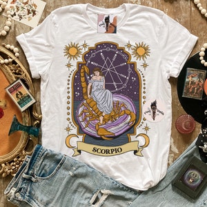 Scorpio Zodiac Tee, Scorpio tee, Zodiac scorpio bday gift, Scorpio unisex tee, scorpio original art, scorpio birthday gift, scorpio art bild 1