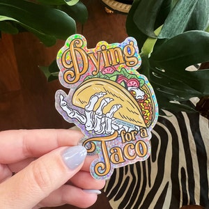 Taco skeleton Glitter Sticker, Funny edgy taco sticker, Taco Waterproof Card Sticker, Water bottle, laptop, phone stickers