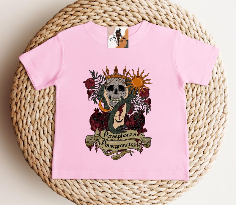 Persephone's Pomegranates Greek Kids shirt, Persephone goddess kids tee, Persephone kids tee, greek goddess kids shirt, greek goddess shirt image 2