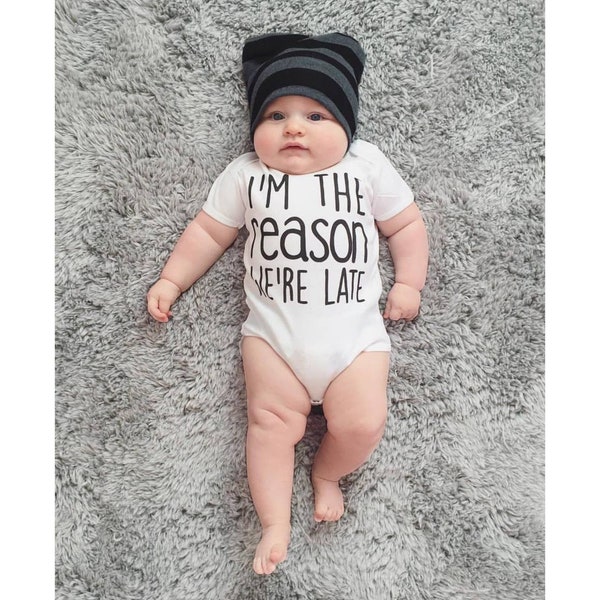 Funny Baby Shirt, Late Bodysuit, I'm the Reason We're Late, Late Baby, Funny Baby Gift, Funny Baby One Piece, Funny Bodysuit, We're Late