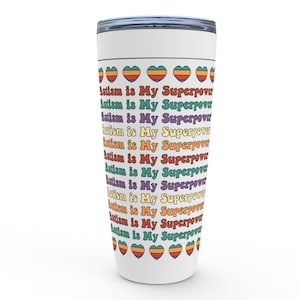 Autism tumbler, autism is my superpower tumbler, autism grandpa travel tumbler, autism rainbow tumbler, autism ASD awareness gift