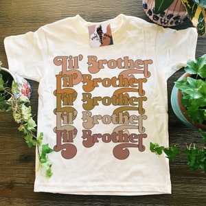 Retro Little Brother Kids tee, Retro pregnancy announcement, Lil Bro retro tee, matching retro Sibling Tees, brother Tees, retro big brother