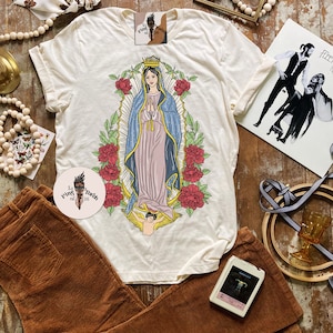 Mother Mary Lady of guadalupe Shirt, Virgin Mary protection shirt, modern Virgin Mary shirt, mystical Virgin Mary shirt, Virgin Mary art