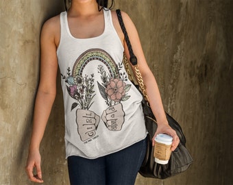Girl power tank, boho girl power tank, Girl Power slouchy tank, Girl power racerback tank, rainbow tank, feminist tank