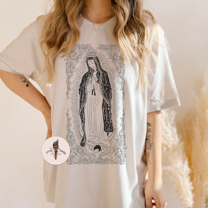 Mother Mary Lady of guadalupe Shirt, Virgin Mary protection shirt, modern Virgin Mary shirt, mystical Virgin Mary shirt, Virgin Mary art