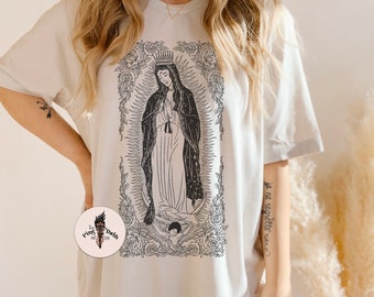 Mother Mary Lady of guadalupe Shirt, Virgin Mary protection shirt, modern Virgin Mary shirt, mystical Virgin Mary shirt, Virgin Mary art