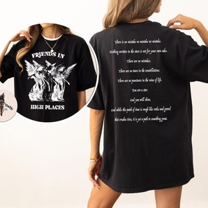 Edgy Angel shirt, Friends in high places tee, Divine Intervention tee, Angel wings manifestation shirt, gothic angel shirt, Spiritual tee afbeelding 3