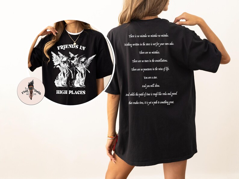 Edgy Angel shirt, Friends in high places tee, Divine Intervention tee, Angel wings manifestation shirt, gothic angel shirt, Spiritual tee afbeelding 3